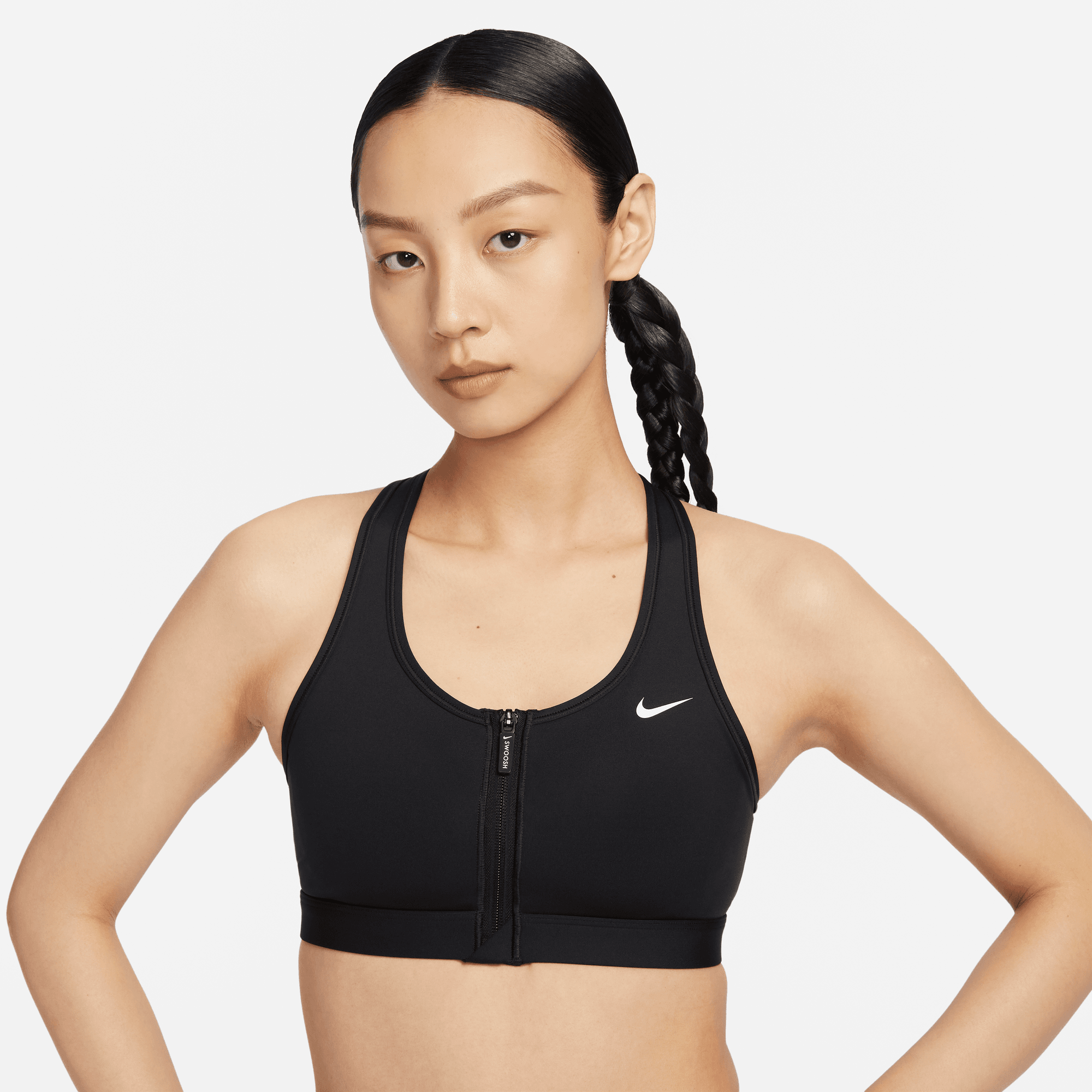 NIKE SWOOSH FRONT ZIP WOMEN'S MEDIUM-SUPPORT PADDED SPORTS BRA