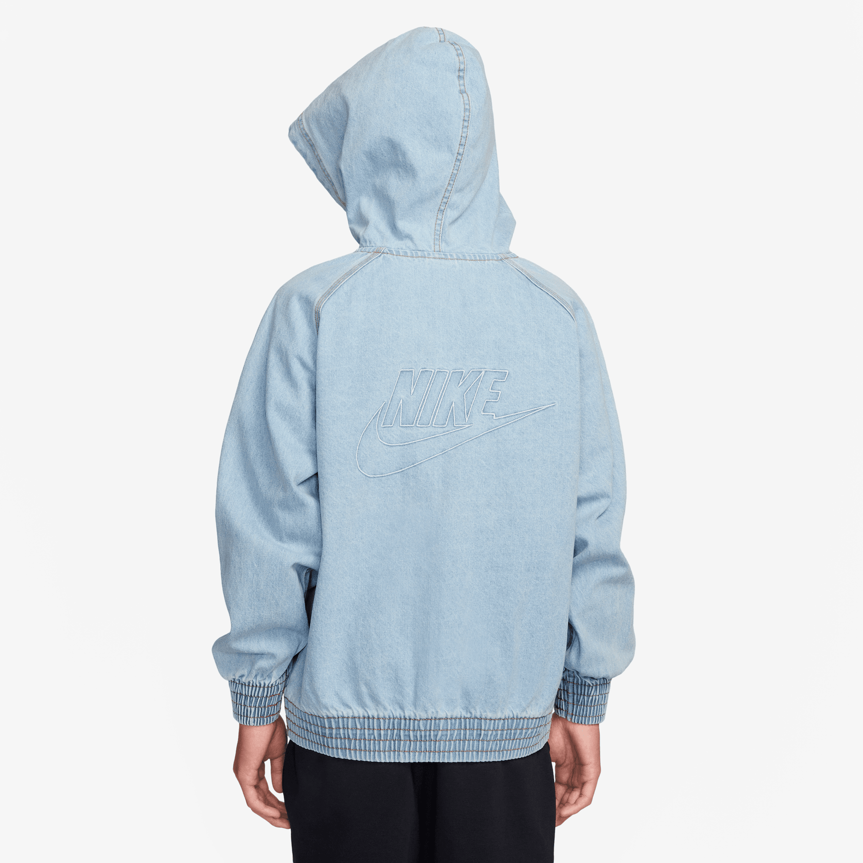 NIKE SPORTSWEAR COLLECTION BIG KIDS' FULL-ZIP HOODED DENIM JACKET