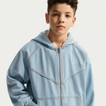 NIKE SPORTSWEAR COLLECTION BIG KIDS' FULL-ZIP HOODED DENIM JACKET