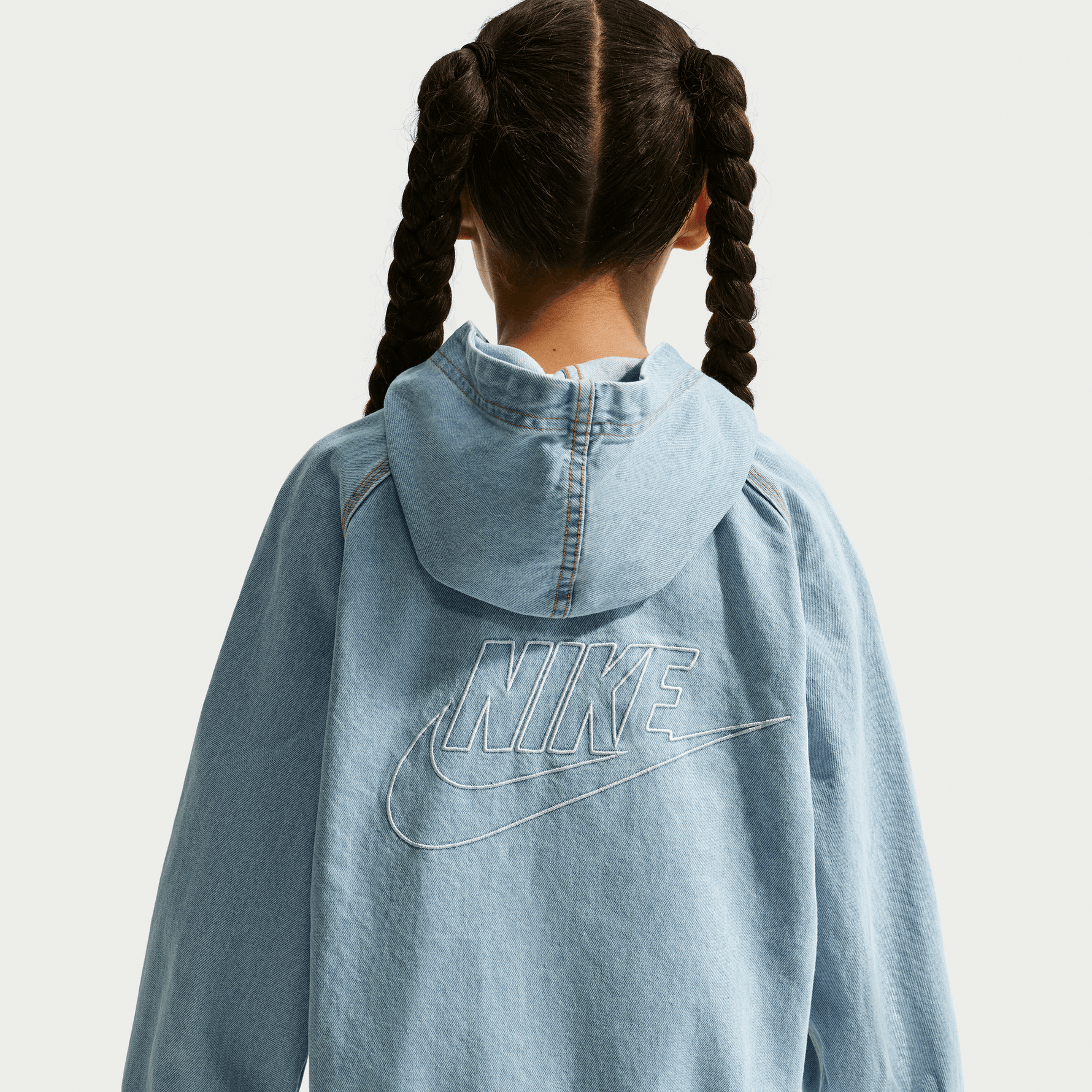 NIKE SPORTSWEAR COLLECTION BIG KIDS' FULL-ZIP HOODED DENIM JACKET