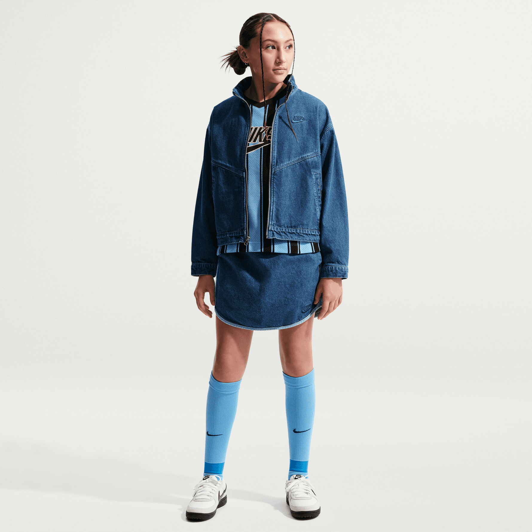 NIKE SPORTSWEAR COLLECTION WINDRUNNER BIG KIDS' DENIM JACKET
