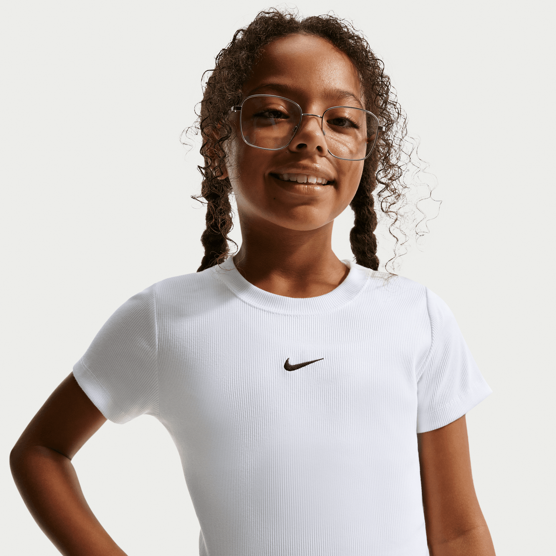 NIKE SPORTSWEAR BIG KIDS' (GIRLS') SLIM CROPPED RIBBED T-SHIRT
