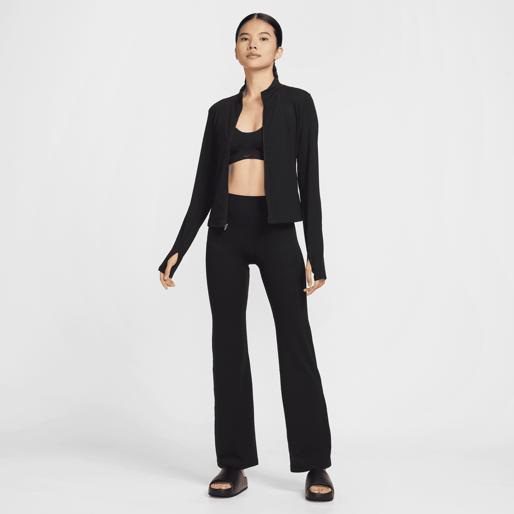 NIKE ZENVY WOMEN'S HIGH-WAISTED FLARED LEGGINGS WITH NO FRONT SEAM