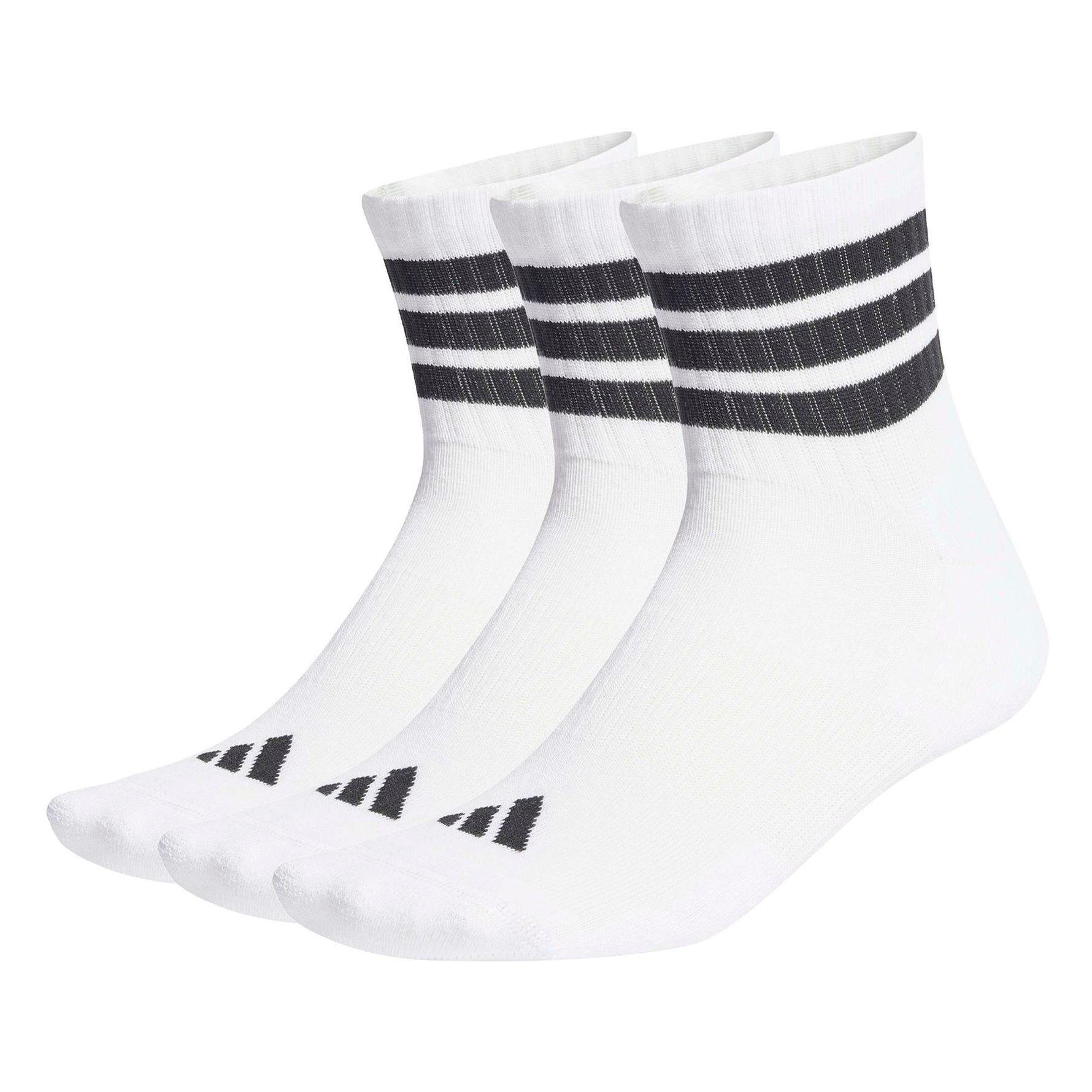 ADIDAS 3 STRIPES CUSHIONED SPORTSWEAR MID CUT SOCKS 3 PAIR PACK