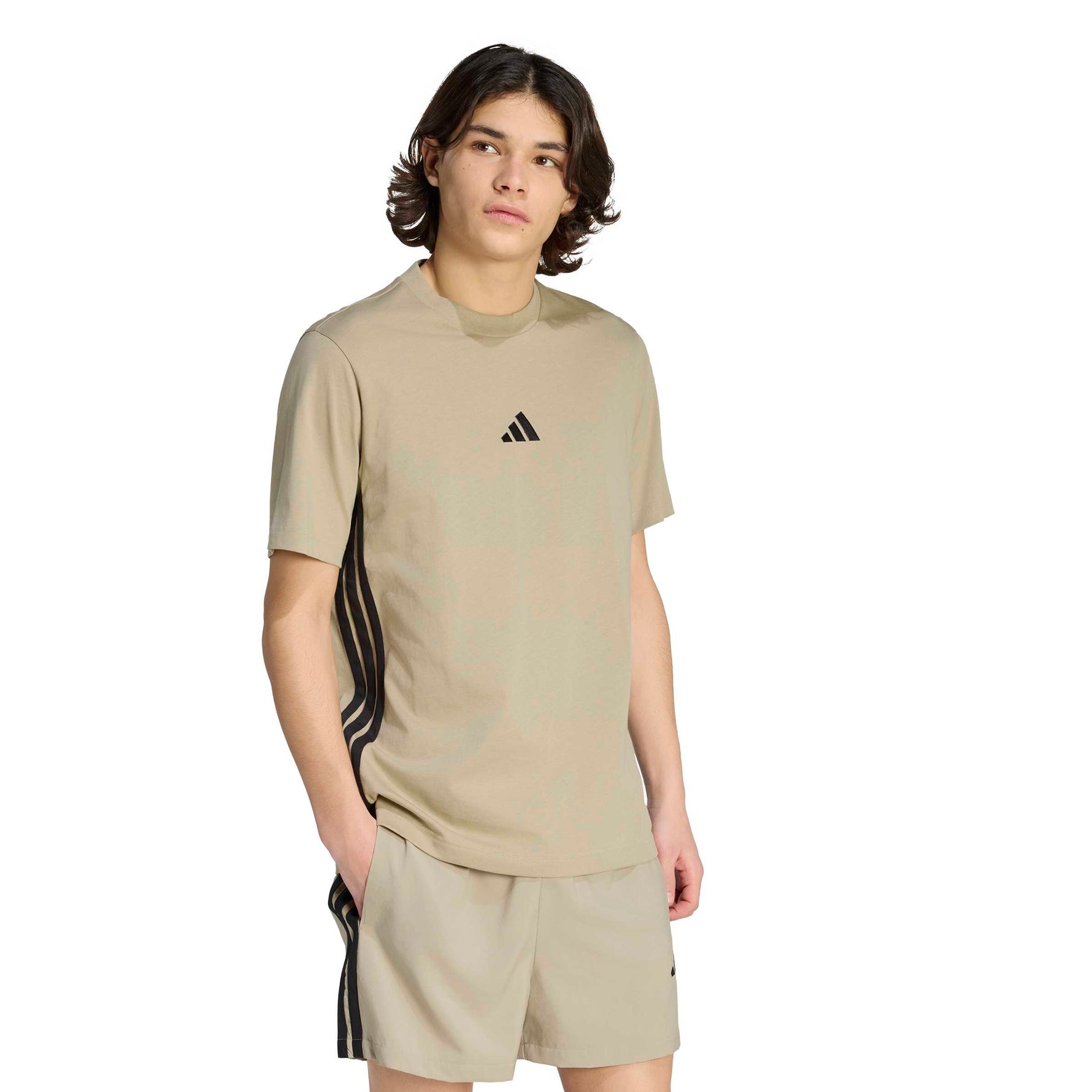 adidas Essentials Three Stripes Plain Knit T-Shirt