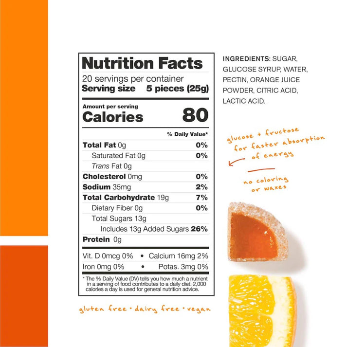 ND SKRATCH LABS ENERGY CHEWS SPORT FUEL ORANGE 50G